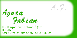 agota fabian business card